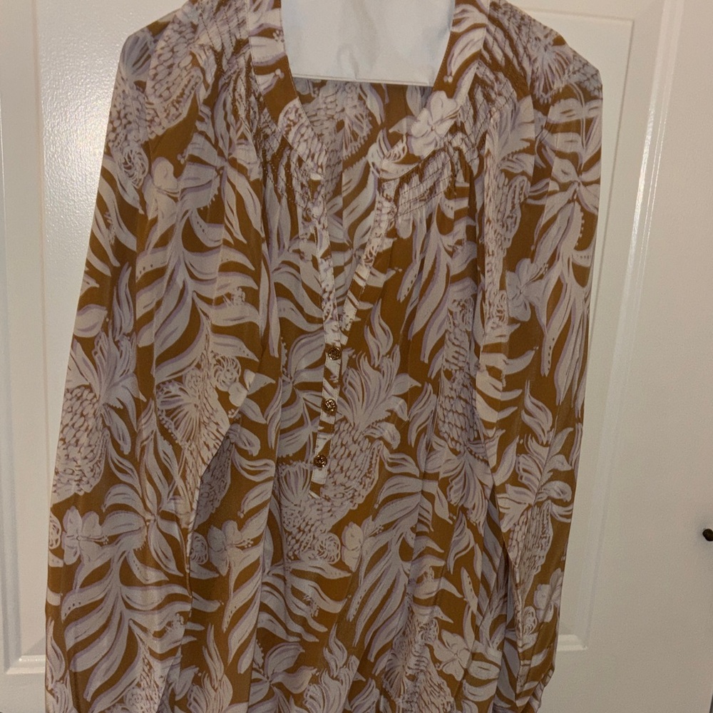 Lilly Pulitzer Brown and White Blouse